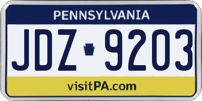 PA license plate JDZ9203