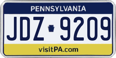 PA license plate JDZ9209