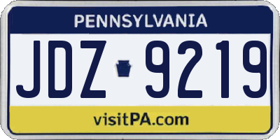 PA license plate JDZ9219