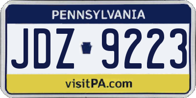 PA license plate JDZ9223