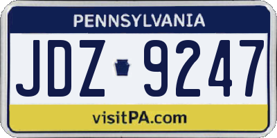 PA license plate JDZ9247