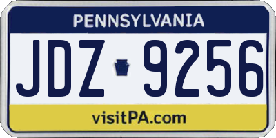 PA license plate JDZ9256