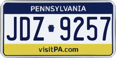 PA license plate JDZ9257