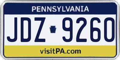 PA license plate JDZ9260