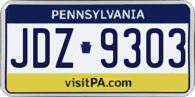 PA license plate JDZ9303