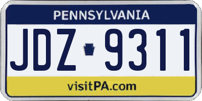 PA license plate JDZ9311