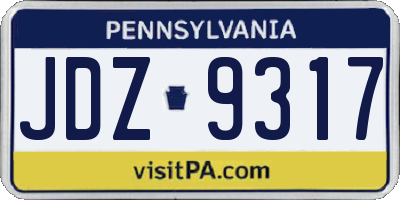 PA license plate JDZ9317