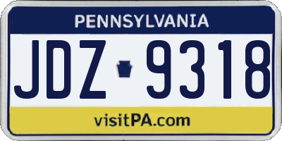 PA license plate JDZ9318