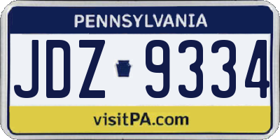PA license plate JDZ9334