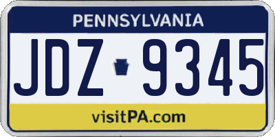 PA license plate JDZ9345