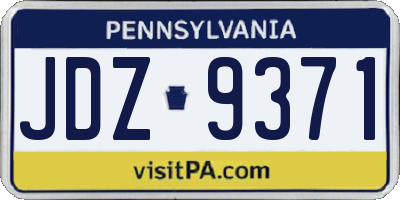 PA license plate JDZ9371
