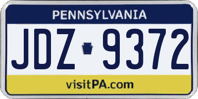 PA license plate JDZ9372