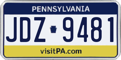 PA license plate JDZ9481