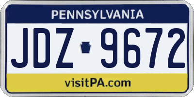 PA license plate JDZ9672