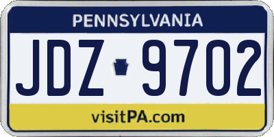 PA license plate JDZ9702