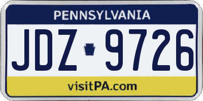 PA license plate JDZ9726