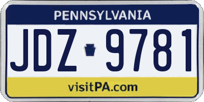 PA license plate JDZ9781