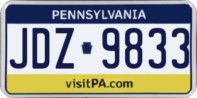 PA license plate JDZ9833