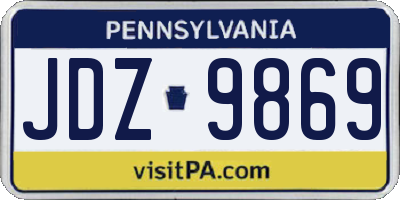 PA license plate JDZ9869