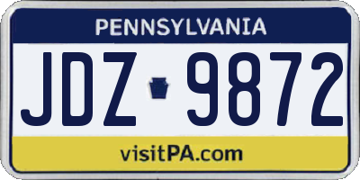 PA license plate JDZ9872