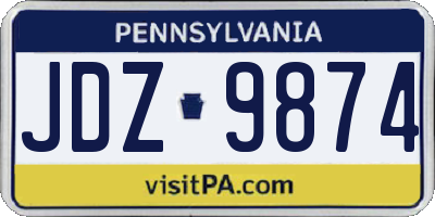 PA license plate JDZ9874