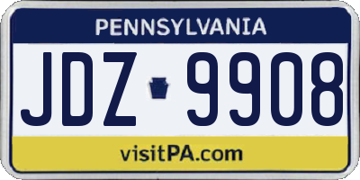 PA license plate JDZ9908