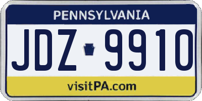 PA license plate JDZ9910