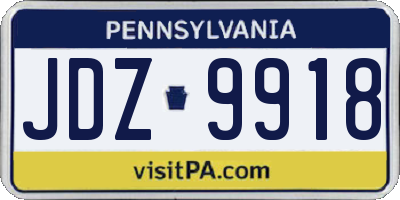 PA license plate JDZ9918