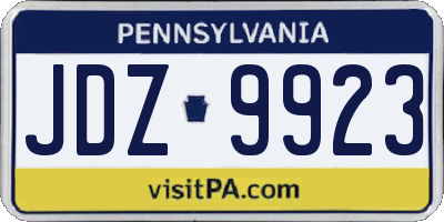 PA license plate JDZ9923