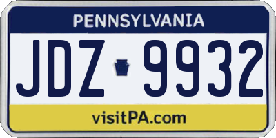 PA license plate JDZ9932
