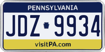 PA license plate JDZ9934