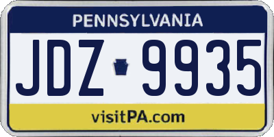 PA license plate JDZ9935