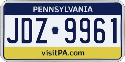 PA license plate JDZ9961