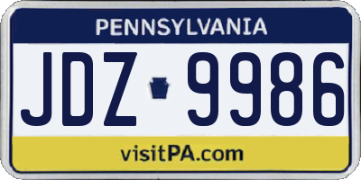 PA license plate JDZ9986