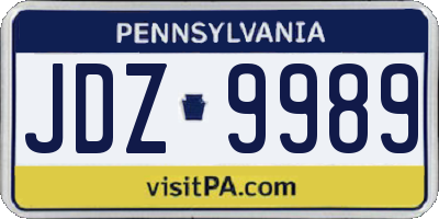 PA license plate JDZ9989