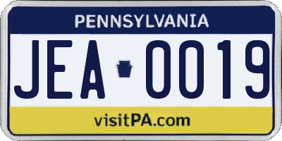PA license plate JEA0019