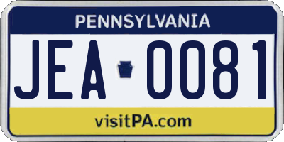 PA license plate JEA0081