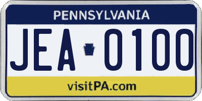 PA license plate JEA0100