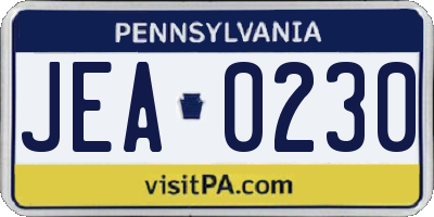 PA license plate JEA0230