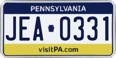 PA license plate JEA0331