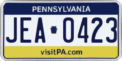 PA license plate JEA0423