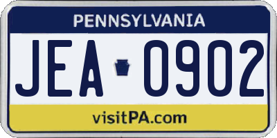 PA license plate JEA0902