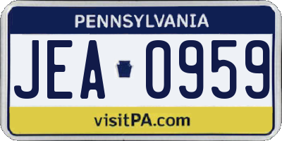 PA license plate JEA0959