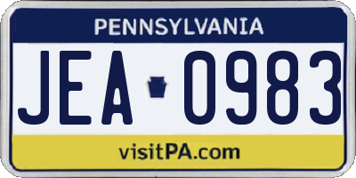 PA license plate JEA0983