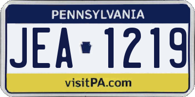 PA license plate JEA1219