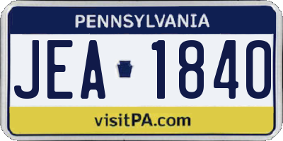 PA license plate JEA1840