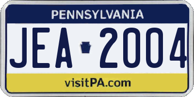 PA license plate JEA2004