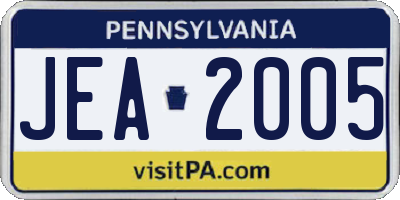 PA license plate JEA2005