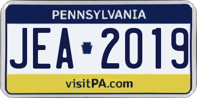 PA license plate JEA2019
