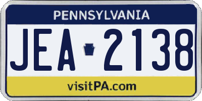 PA license plate JEA2138